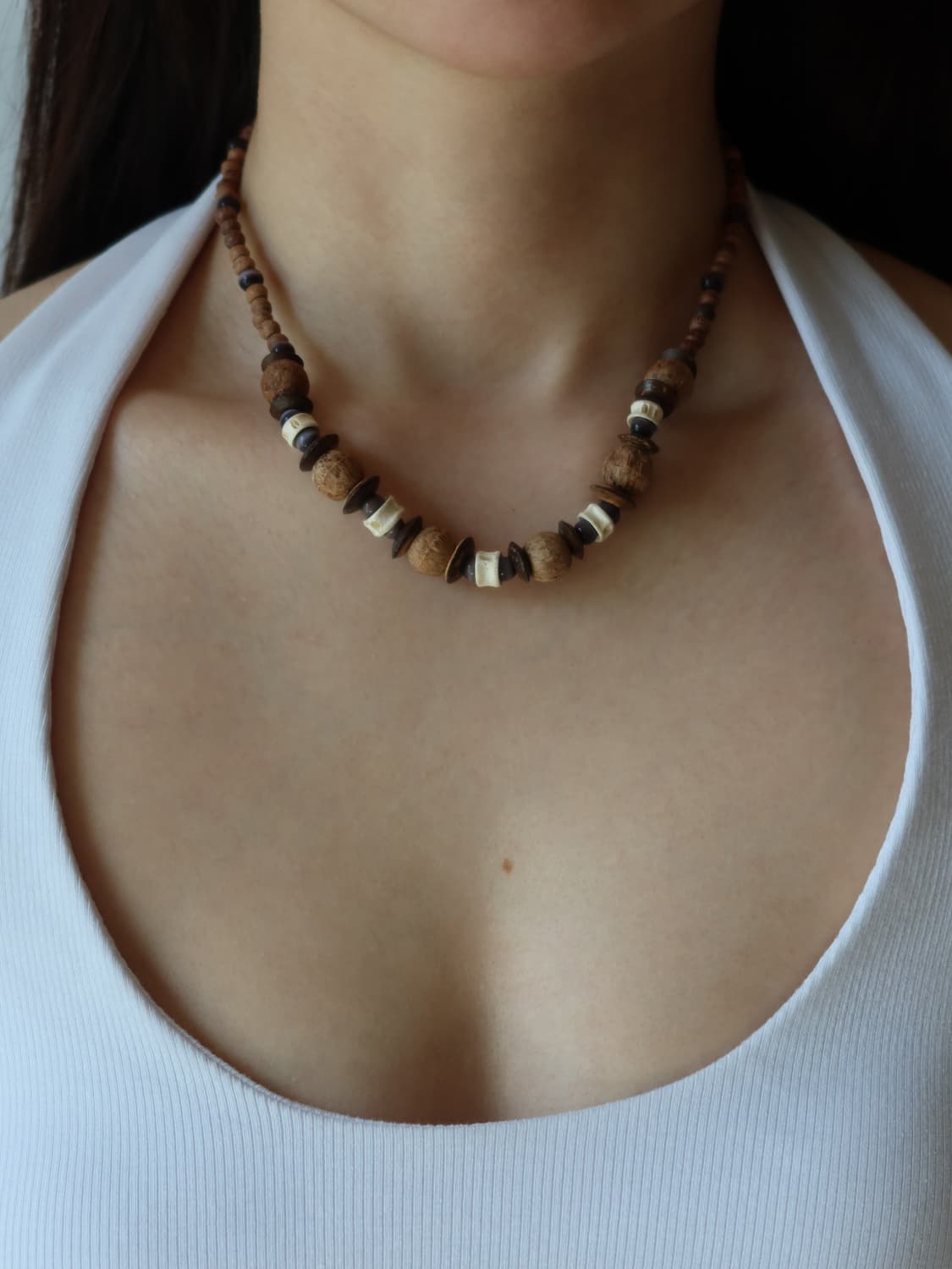 mixed wood bead necklace 상품이미지1