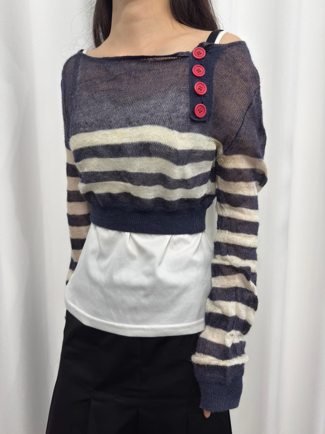 mng stripe crop knit top 상품이미지2