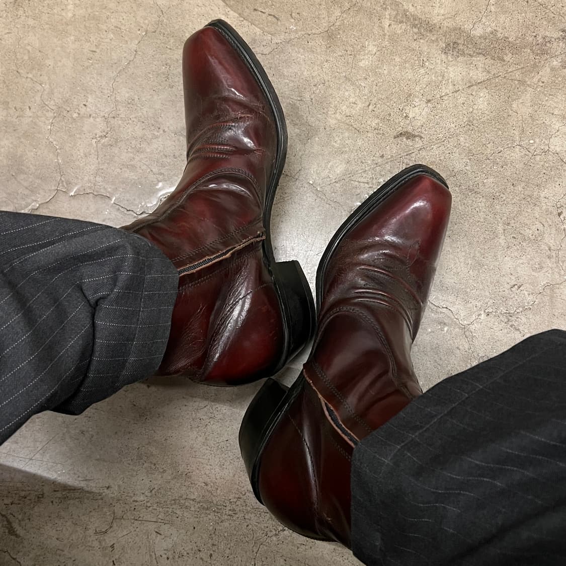 Sears 웨스턴 스퀘어토 집업 버건디 레더 숏부츠 9D 상품이미지10