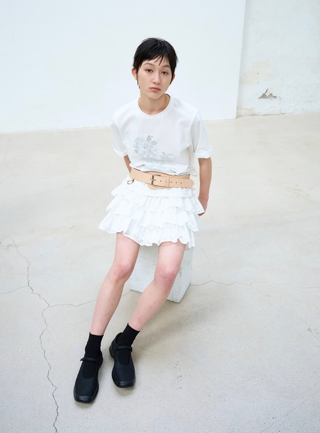 버뮬라 반팔티셔츠 FLOWER OVERSIZED T-SHIRT (WHIT 상품이미지2