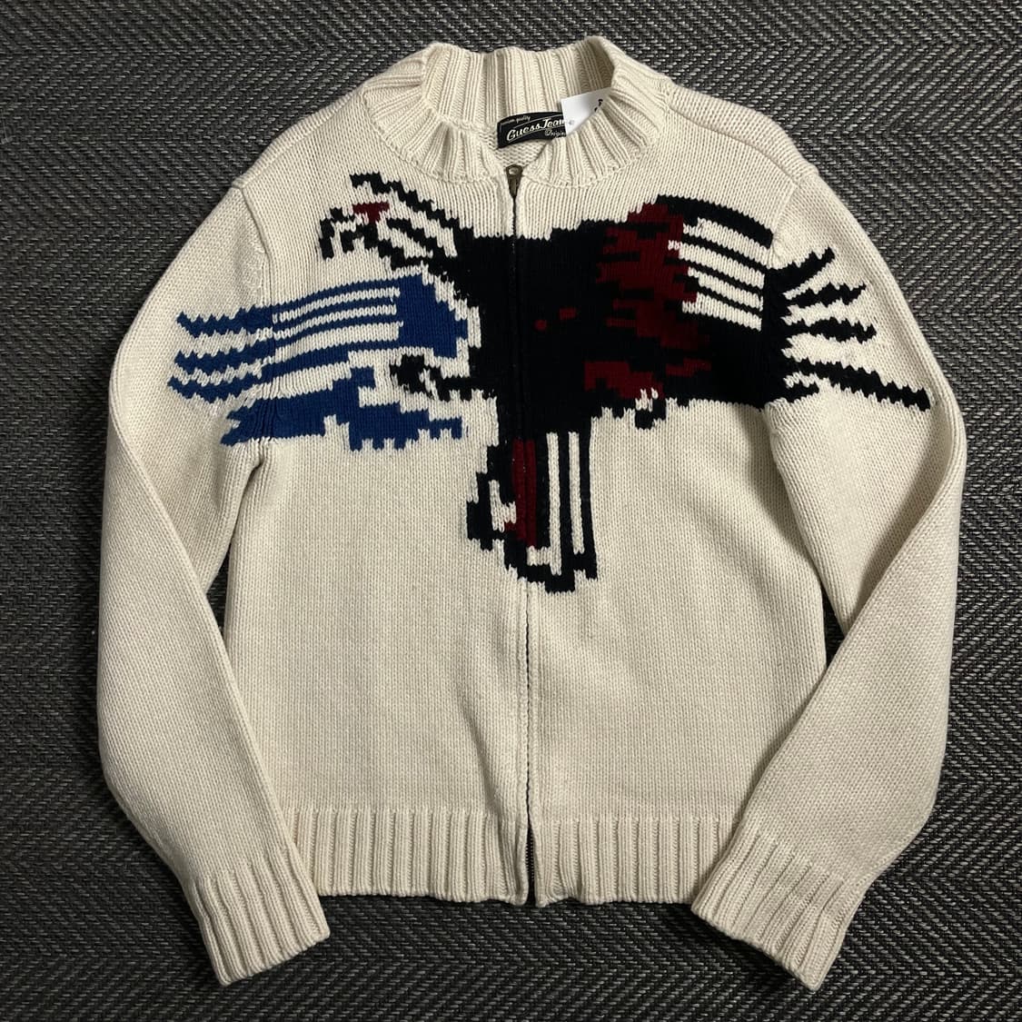 게스 빅로고 아이보리 니트 집업y 4239 상품이미지2