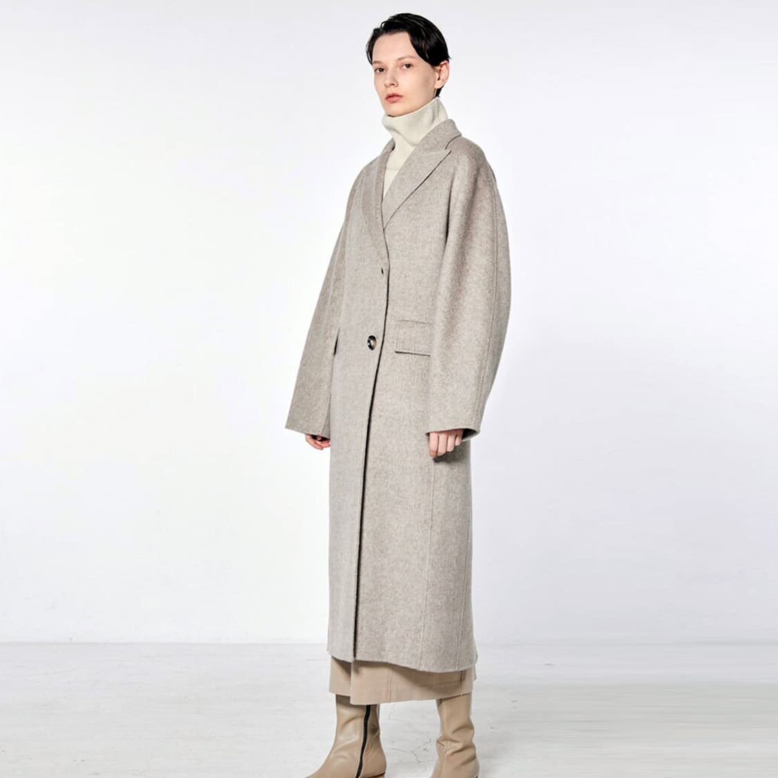 모한(MOHAN) 토프 카멜헤어 블렌드 피크드카라 코트 55-66 상품이미지1