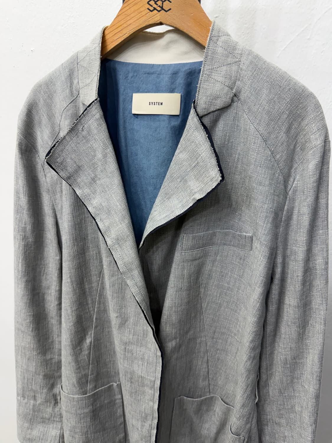 정품) SYSTEM 시스템 루즈핏 회색 린넨 자켓 82 상품이미지3
