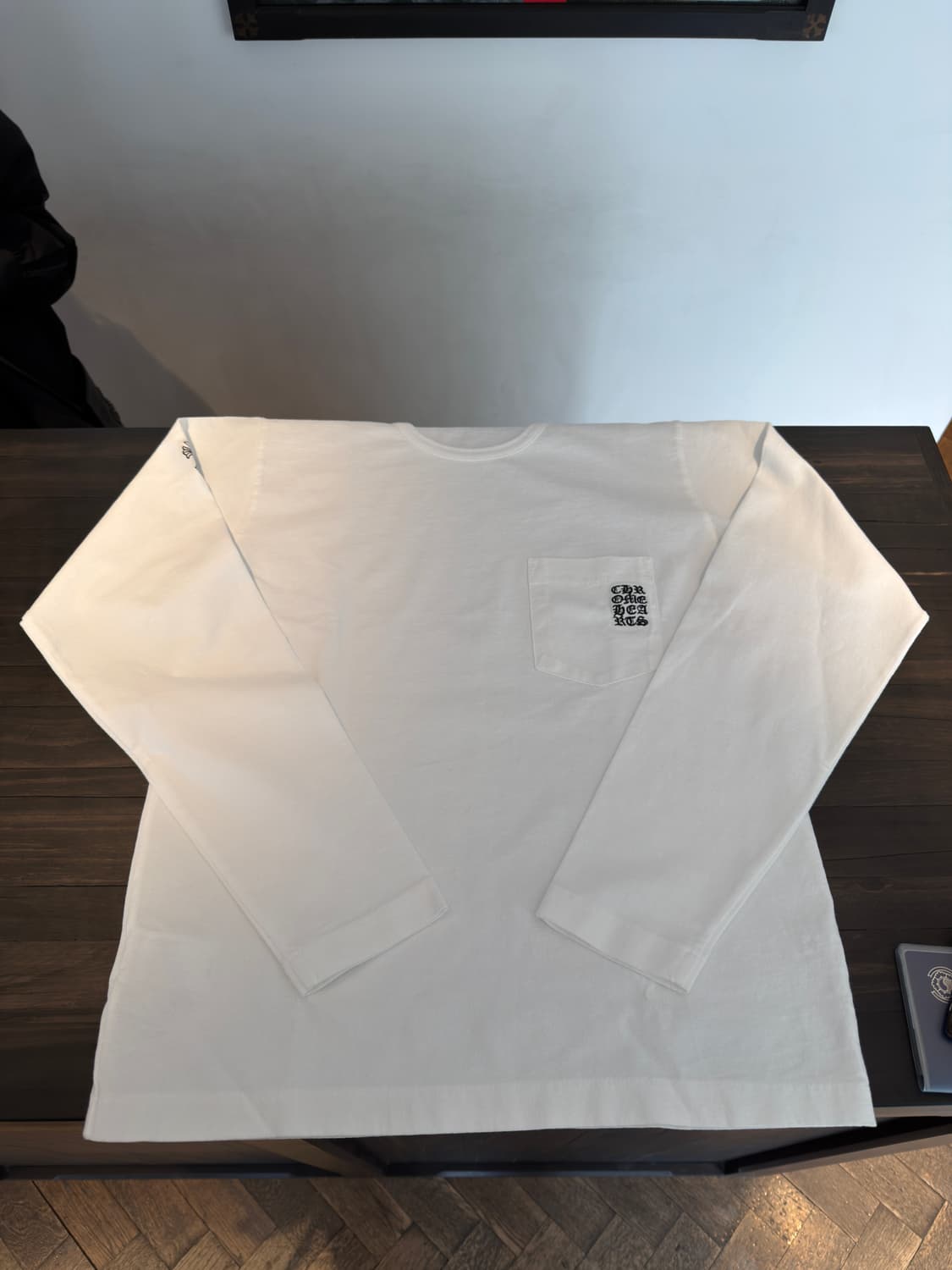 크롬하츠 GRP 포켓 루닉 롱슬리브 티셔츠 화이트 가죽패치 여성용사이즈M 상품이미지1