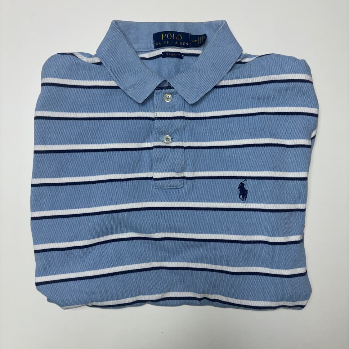 폴로 스트라이프 카라티 S 소라색 상품이미지4