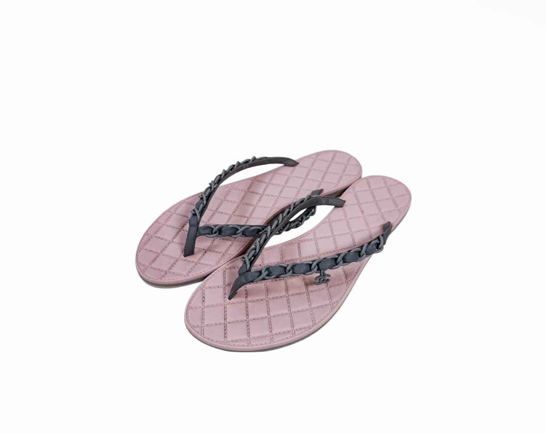 [37] 샤넬 여성 코코 비치 체인 스트랩 플랩 샌들 핑크 G30880 상품이미지1