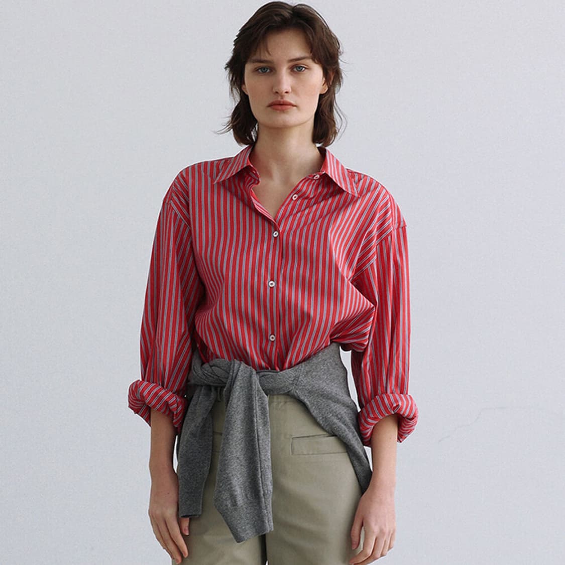 문달 Verni Shirt in Red Stripe 상품이미지1