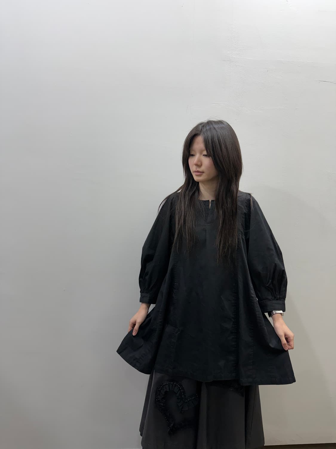 꼼데가르송 올 블랙 코튼 블라우스 상품이미지7