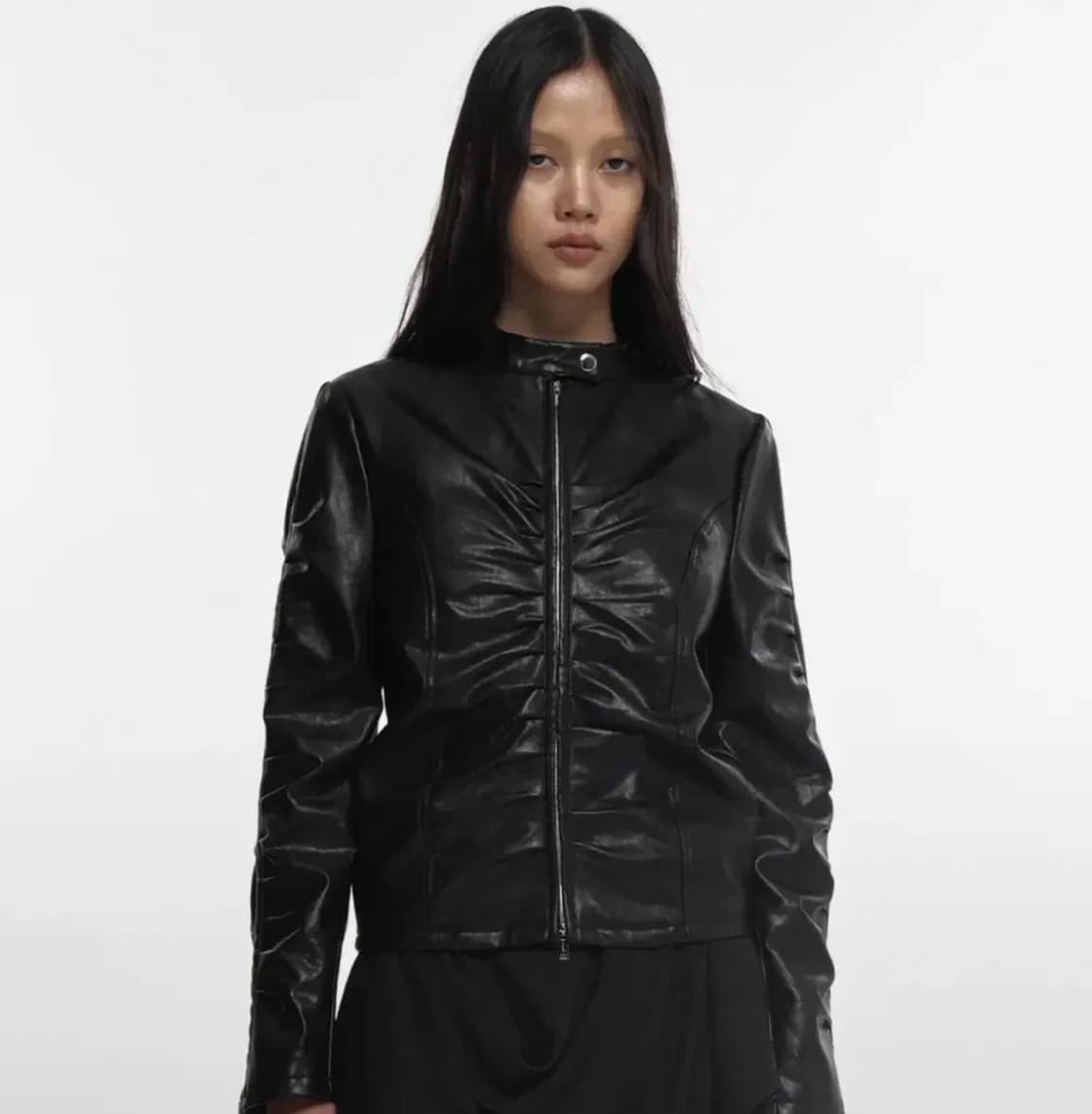 나체 nache 스트링레더자켓 블랙 1사이즈 상품이미지1
