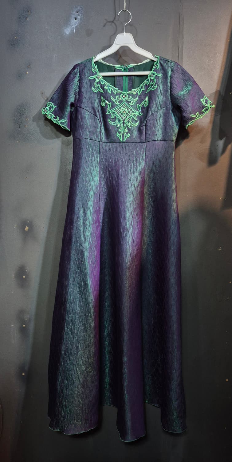 초록 보라 고급  롱드레스 66 77 상품이미지1