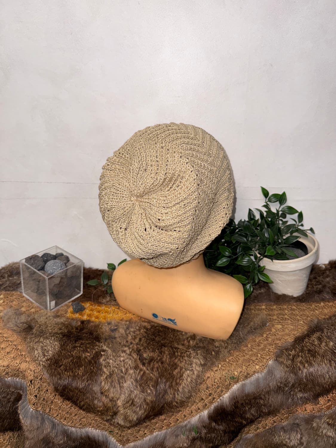 Beige loose net knit beanie  상품이미지2