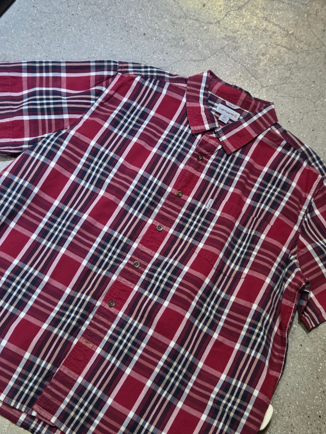 칼하트 레드 체크반팔셔츠 상품이미지1