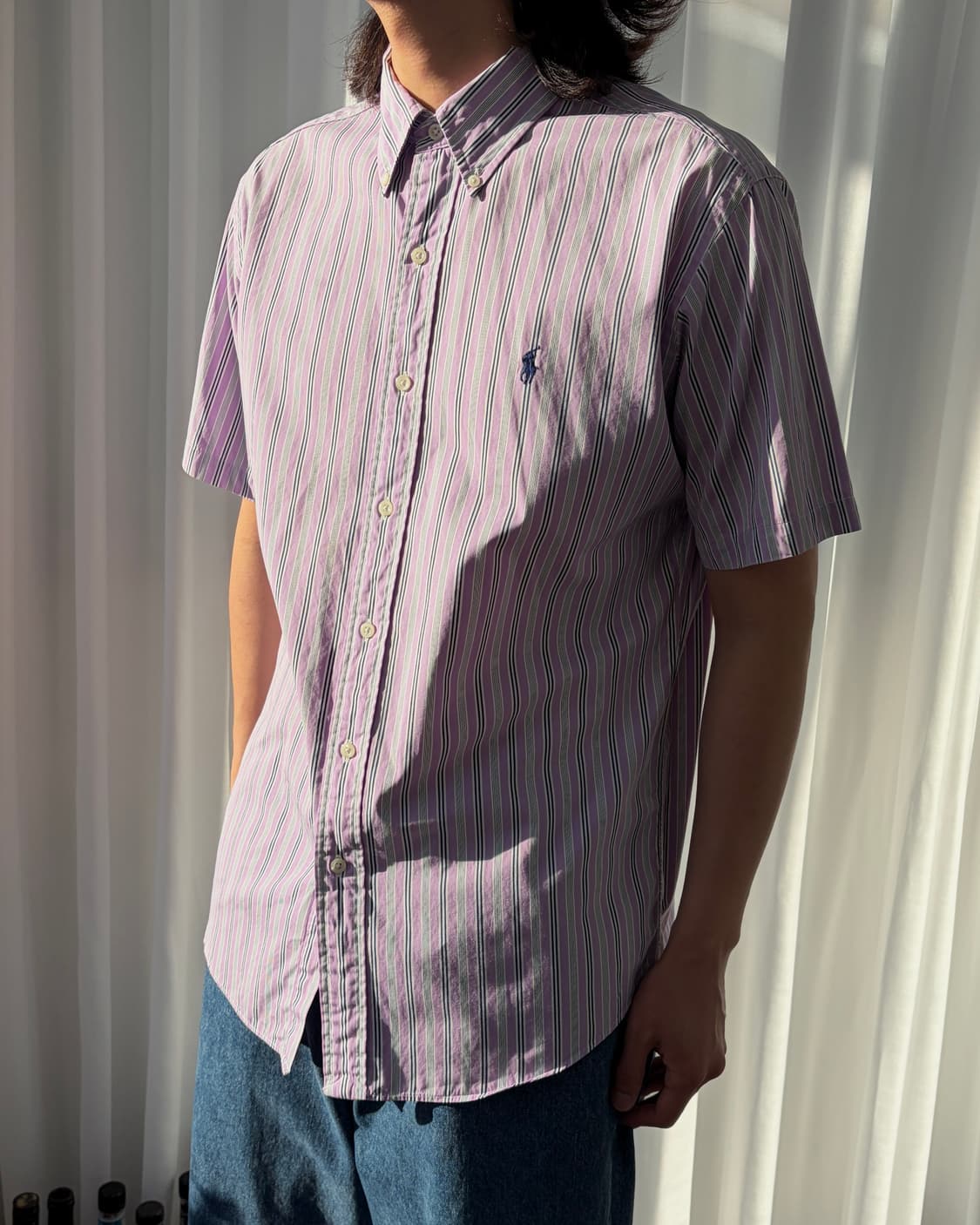 [L]폴로 랄프로렌 포플린 스트라이프 반팔 셔츠 상품이미지1