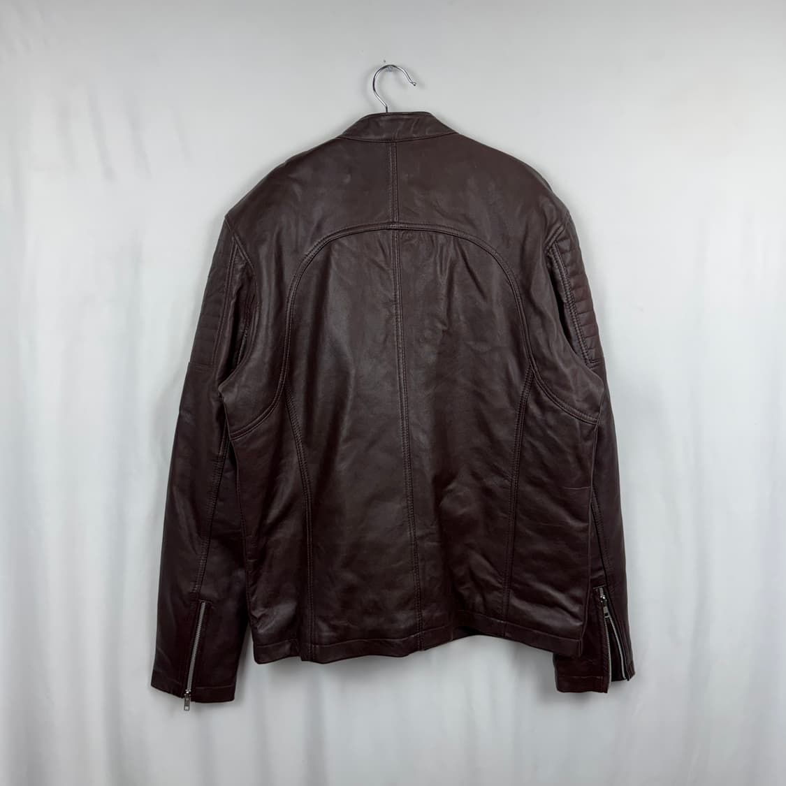 (L) PETERJOHN leather 천연가죽 라이더 자켓 브라운 상품이미지7