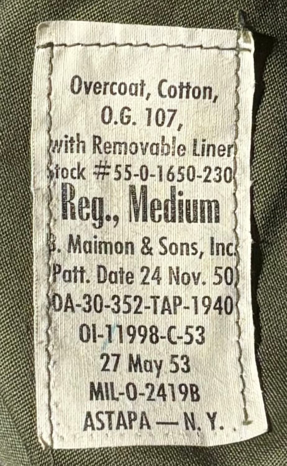 50s 미군 OG 107 M-50 오버코트 상품이미지2