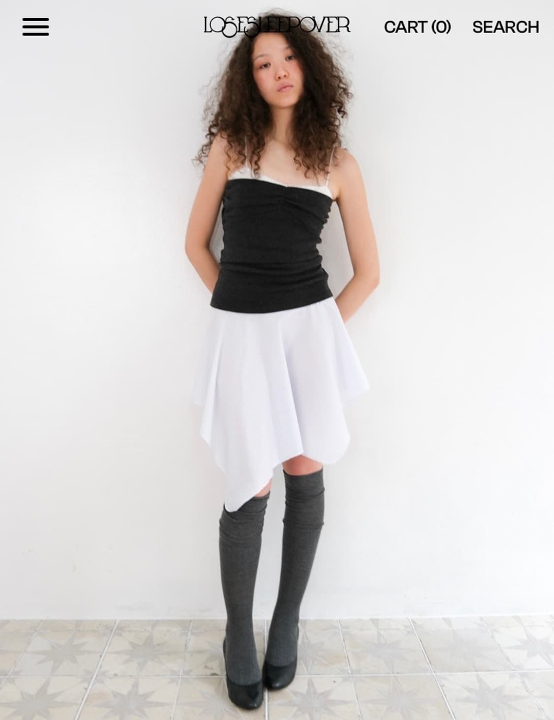 루즈슬립오버 스커트(흰색 스트라이프) 상품이미지2