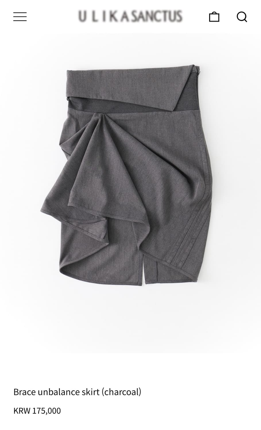 울리카상투스 브레이스 언발란스 스커트 챠콜 brace unbalance 상품이미지1