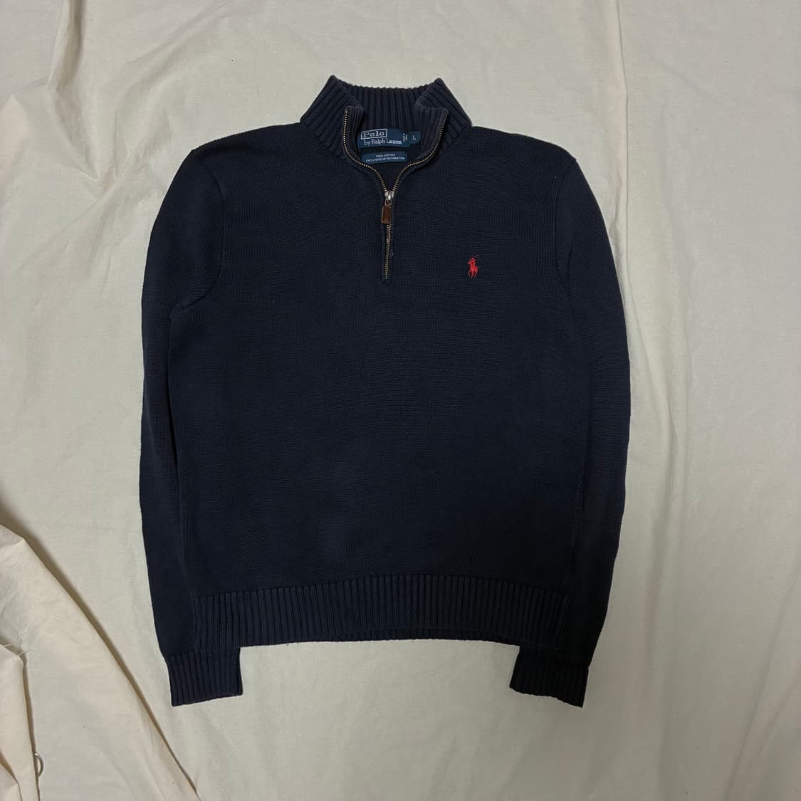 폴로 네이비 반집업 니트 L 상품이미지1