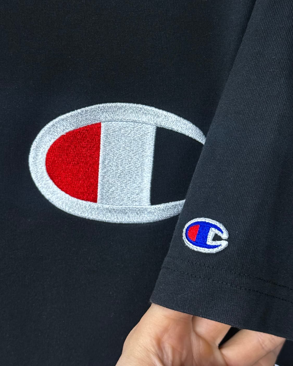 챔피온 빅로고 자수 와펜 블랙 반팔 티셔츠 XL 105 올드스쿨 y2k  상품이미지6