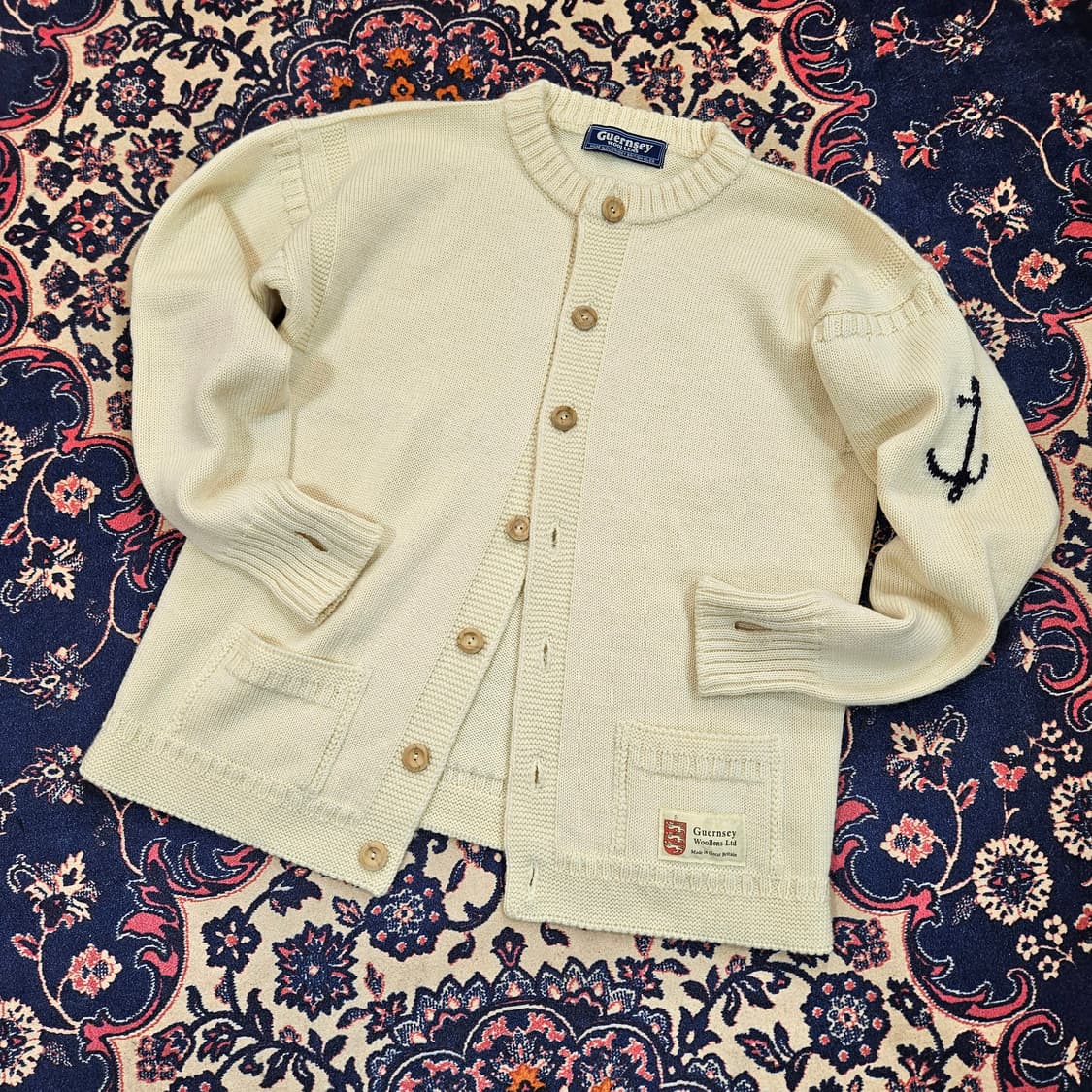 건지울른스 in 영국 양모 피셔맨 버튼 가디건 40size 상품이미지2