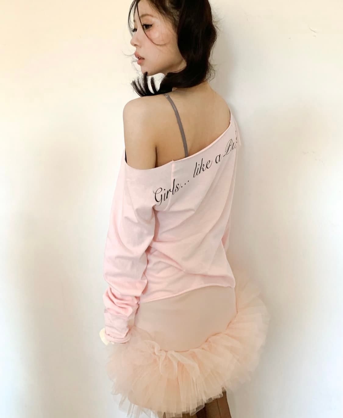 샵페어리 크로스 하트 컷오프 티셔츠 라이트 핑크 상품이미지1