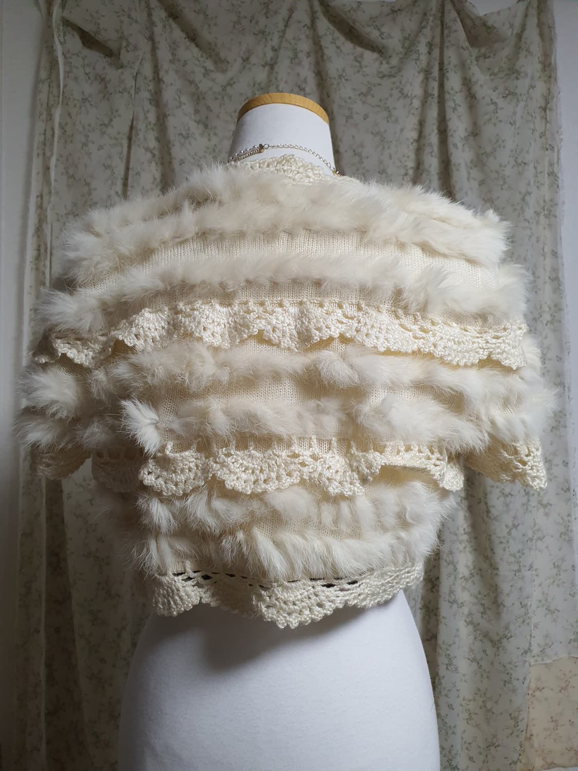 [갸루] 아이보리 퍼 숏 볼레로 가디건 상품이미지4