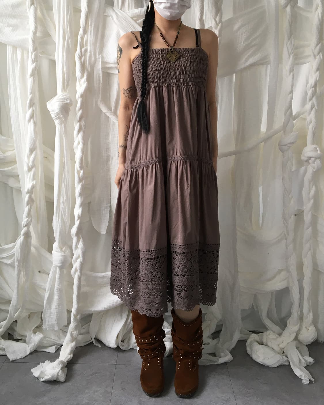 Crochet layered sleeveless layer onepiec 상품이미지1