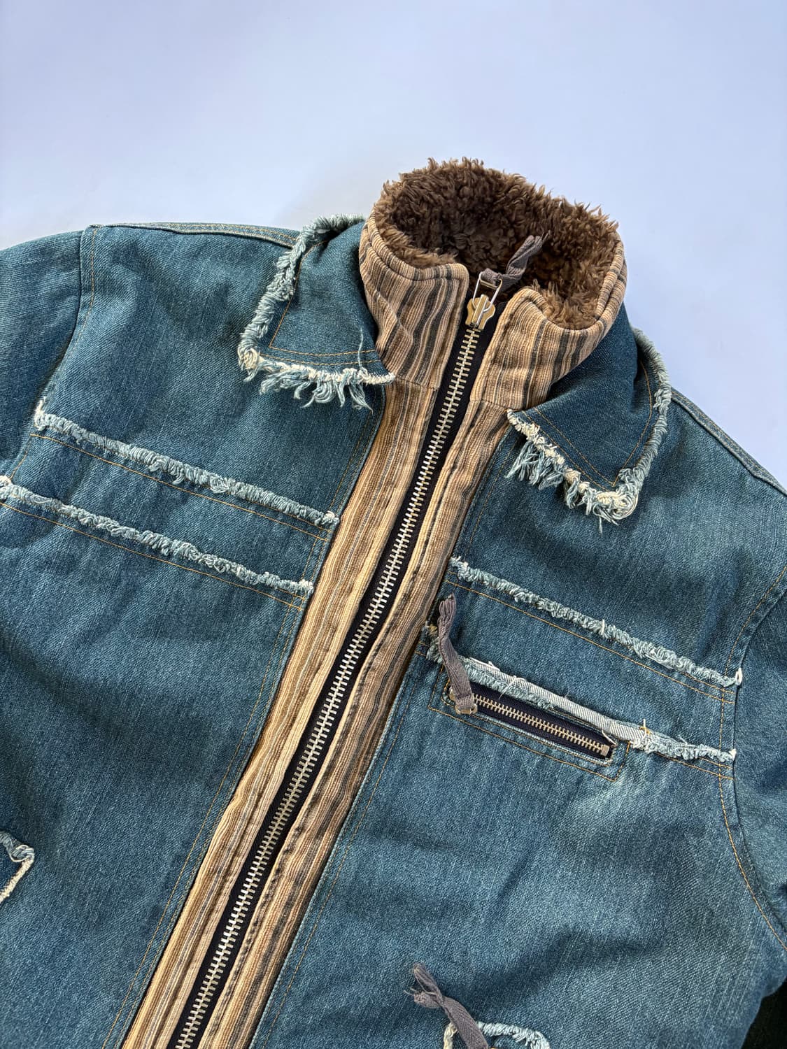 일본빈티지 레이어드 양털 청자켓 상품이미지1