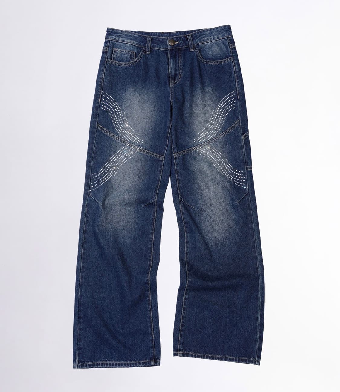 스컬프터 Rhinestone Lowrise Denim Mid Blue 상품이미지3