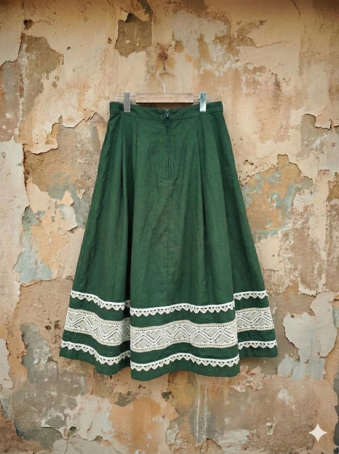 딥그린 레이스 스커트 상품이미지3