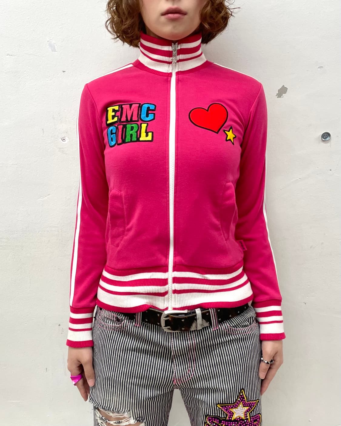 Retro heart star pink track top  상품이미지2