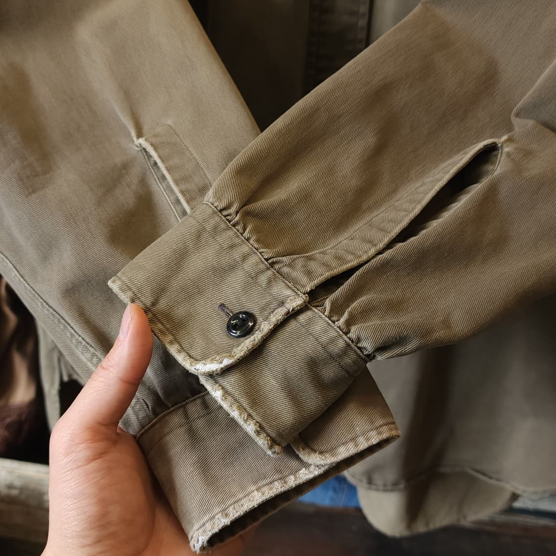 90s 더블알엘 밀리터리 셔츠 헤비코튼 워크셔츠 폴로 L 상품이미지7