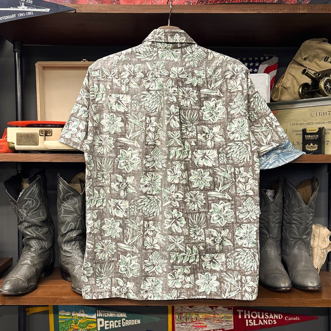 80s RJC 보타니컬 플로럴 프린팅 하와이안 폴로셔츠 N1273 상품이미지2