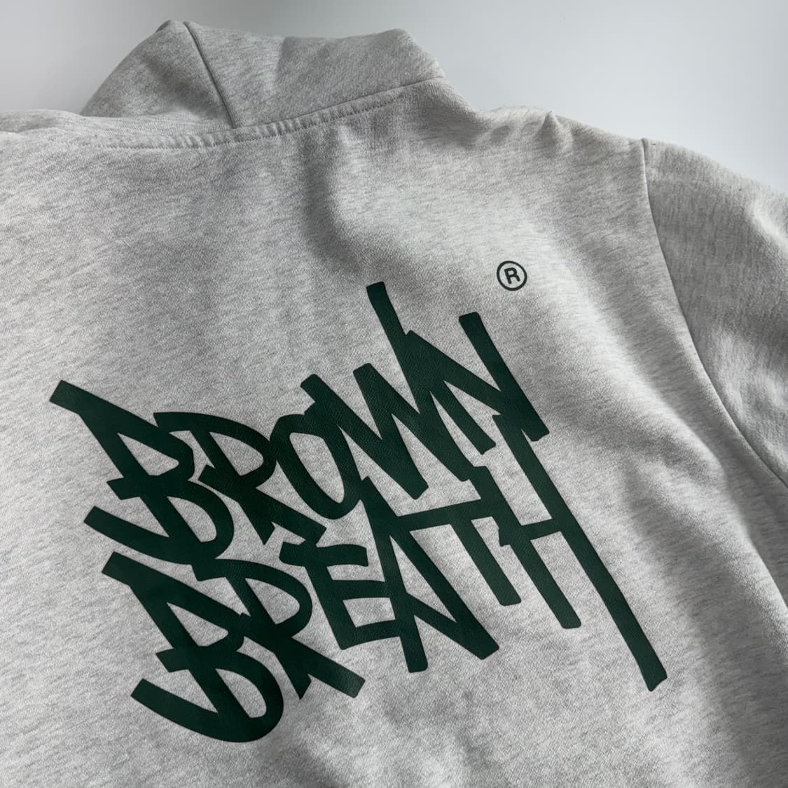 Brown Breath 브라운브레스 그린 로고 멜란지 후드티 상품이미지7