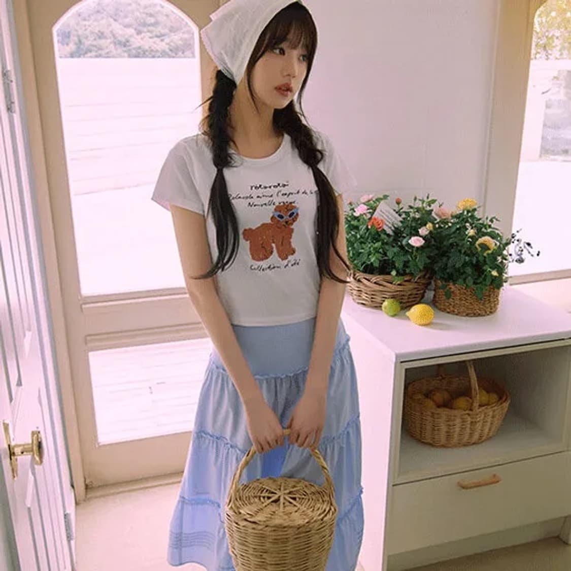 [제니, 장원영 착용] 로라로라 FRLL LONG SKIRT SKY 상품이미지2