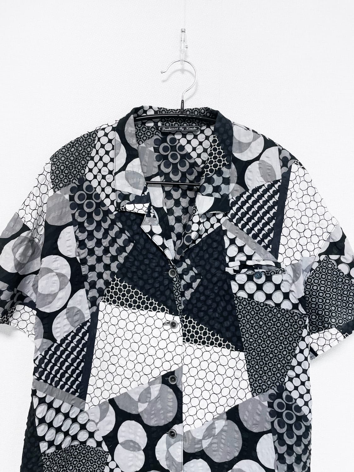 Patchwork Dot Shirt - Black 상품이미지2