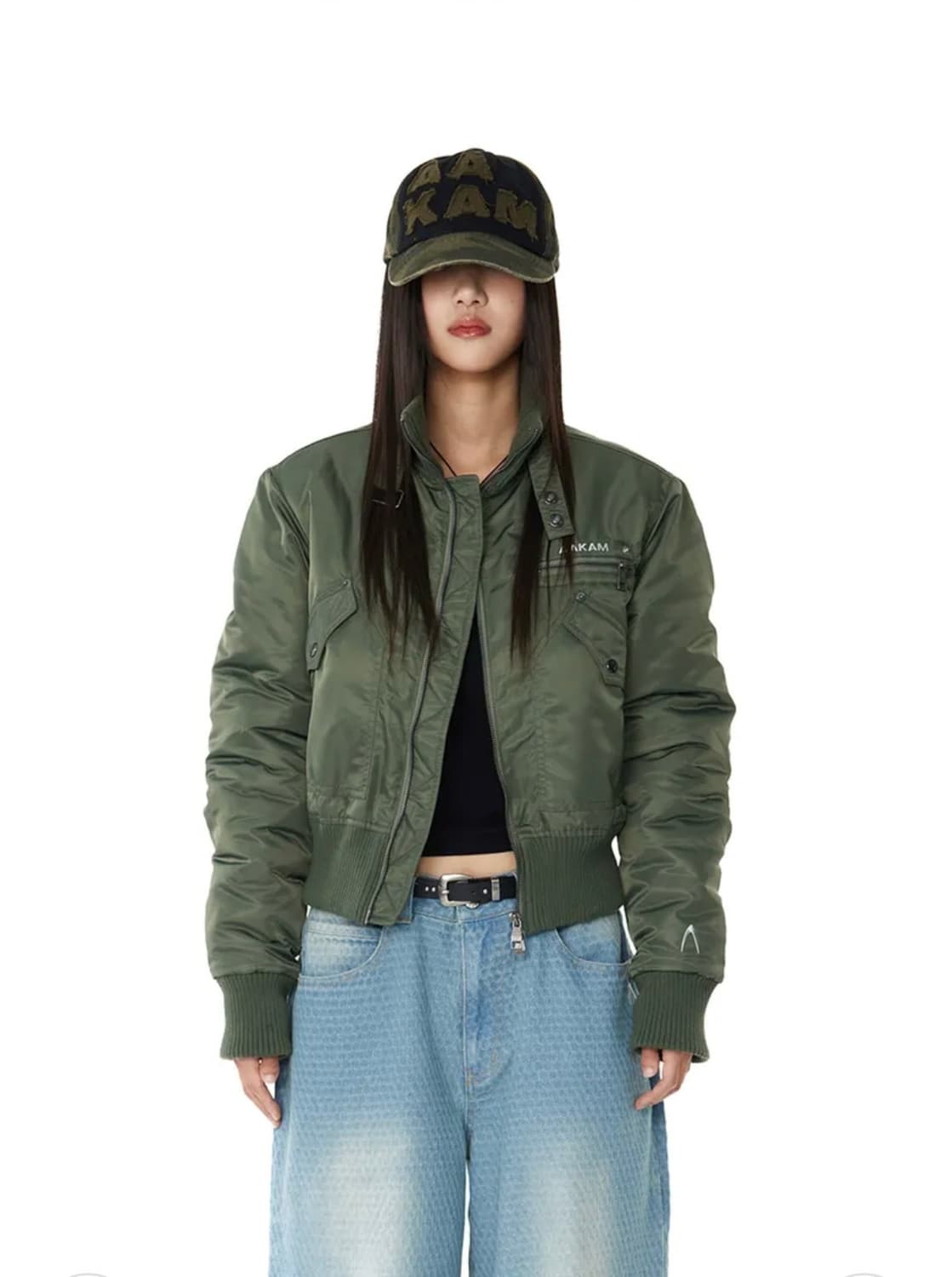 아캄 하이넥 봄버 자켓 카키 상품이미지2