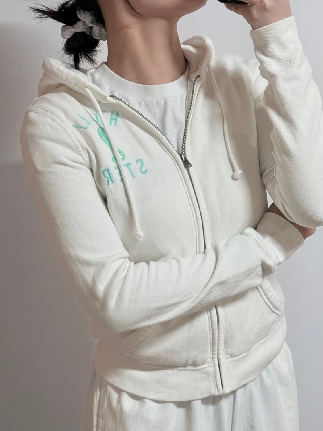 홀리스터 아이보리 후드집업 S 딱붙핏 상품이미지1