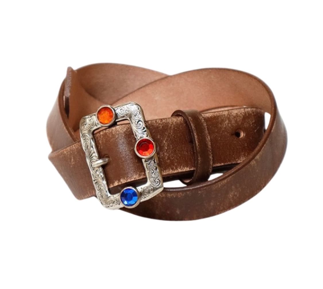 캐피탈 오일드레더 스터드벨트 브라운 상품이미지1