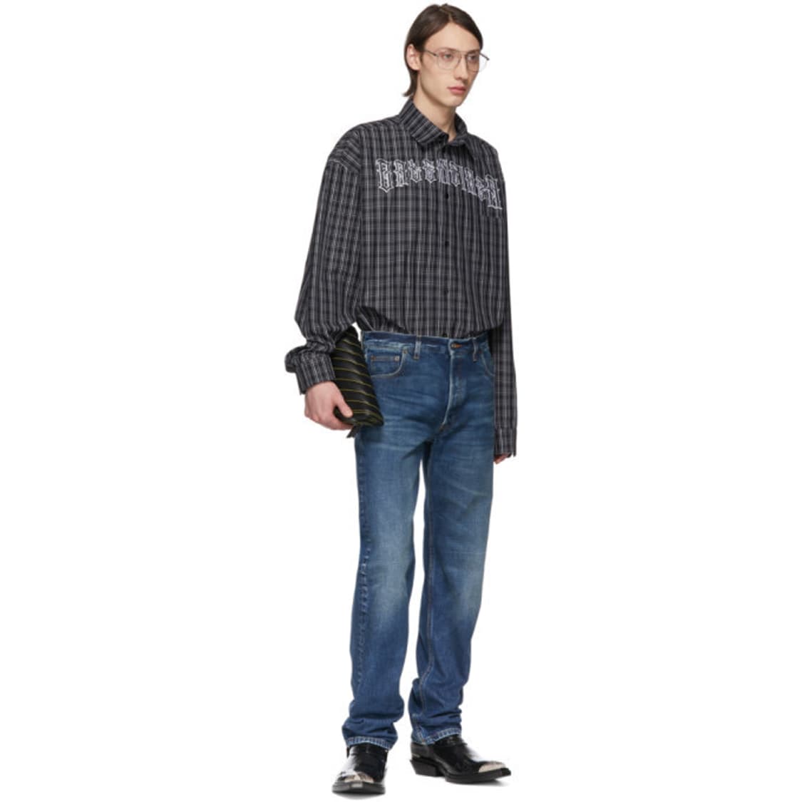 발렌시아가 자수 체크 셔츠 36 상품이미지7