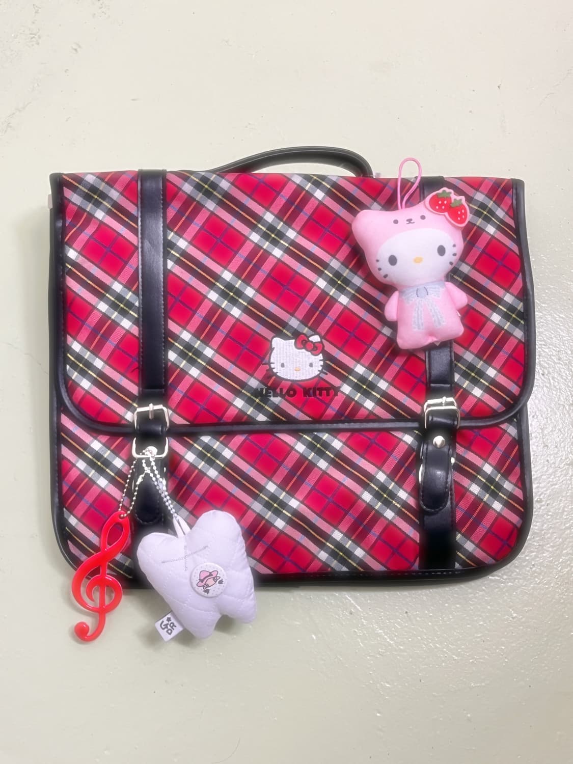 99 키티 체크 3way 가방 🍎 상품이미지2