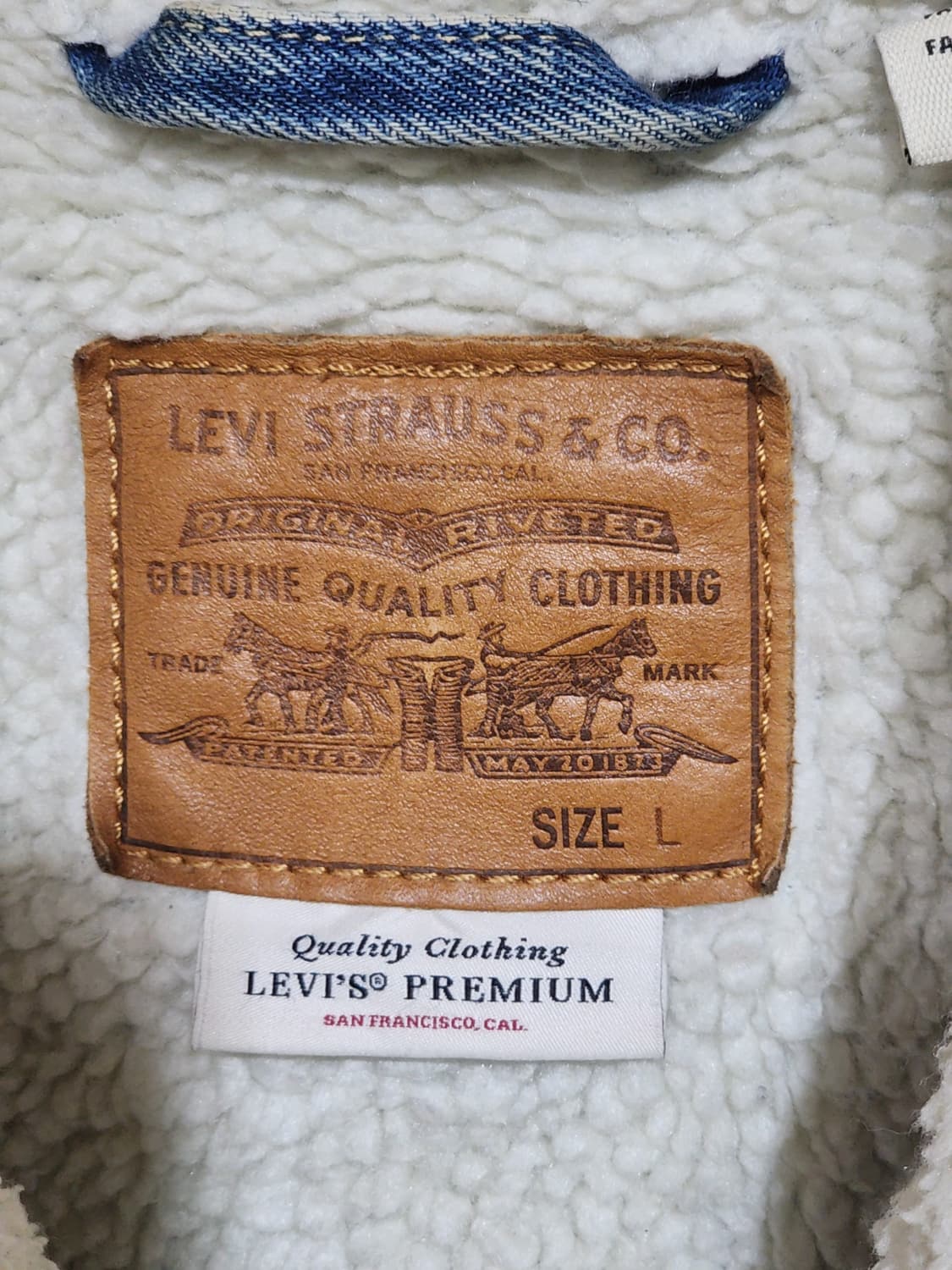 (XL) 리바이스 양털 청자켓 연청 데님자켓 빅E 레드탭  상품이미지3