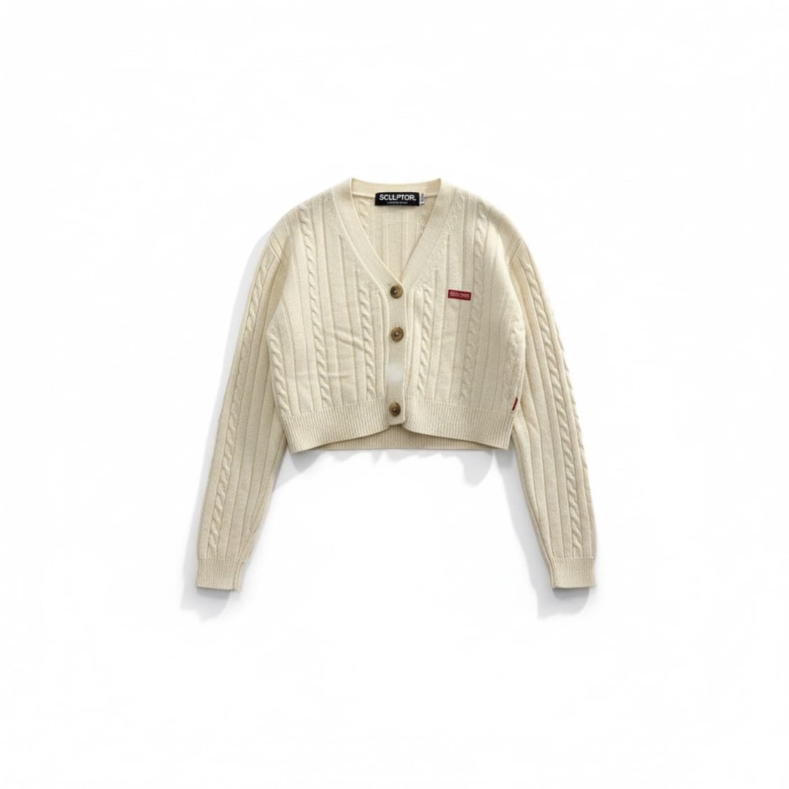 Sculptor 케이블 니트 크롭 가디건 아이보리 상품이미지1