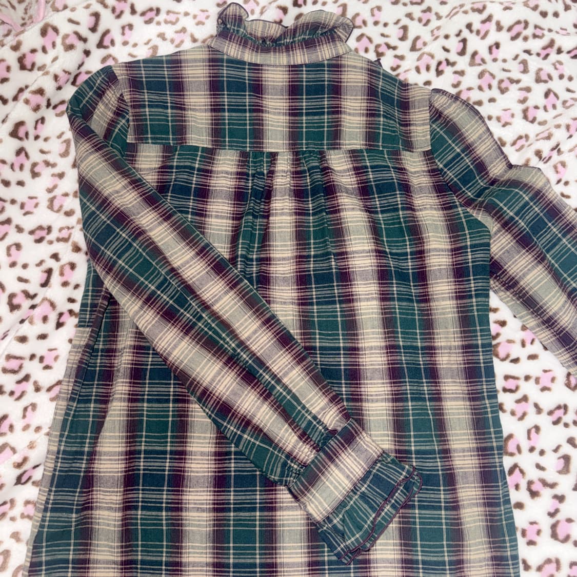 vintage 모리 체크 셔츠 남방 블라우스 엑시즈팜 리즈리사 갸루 고딕 상품이미지2