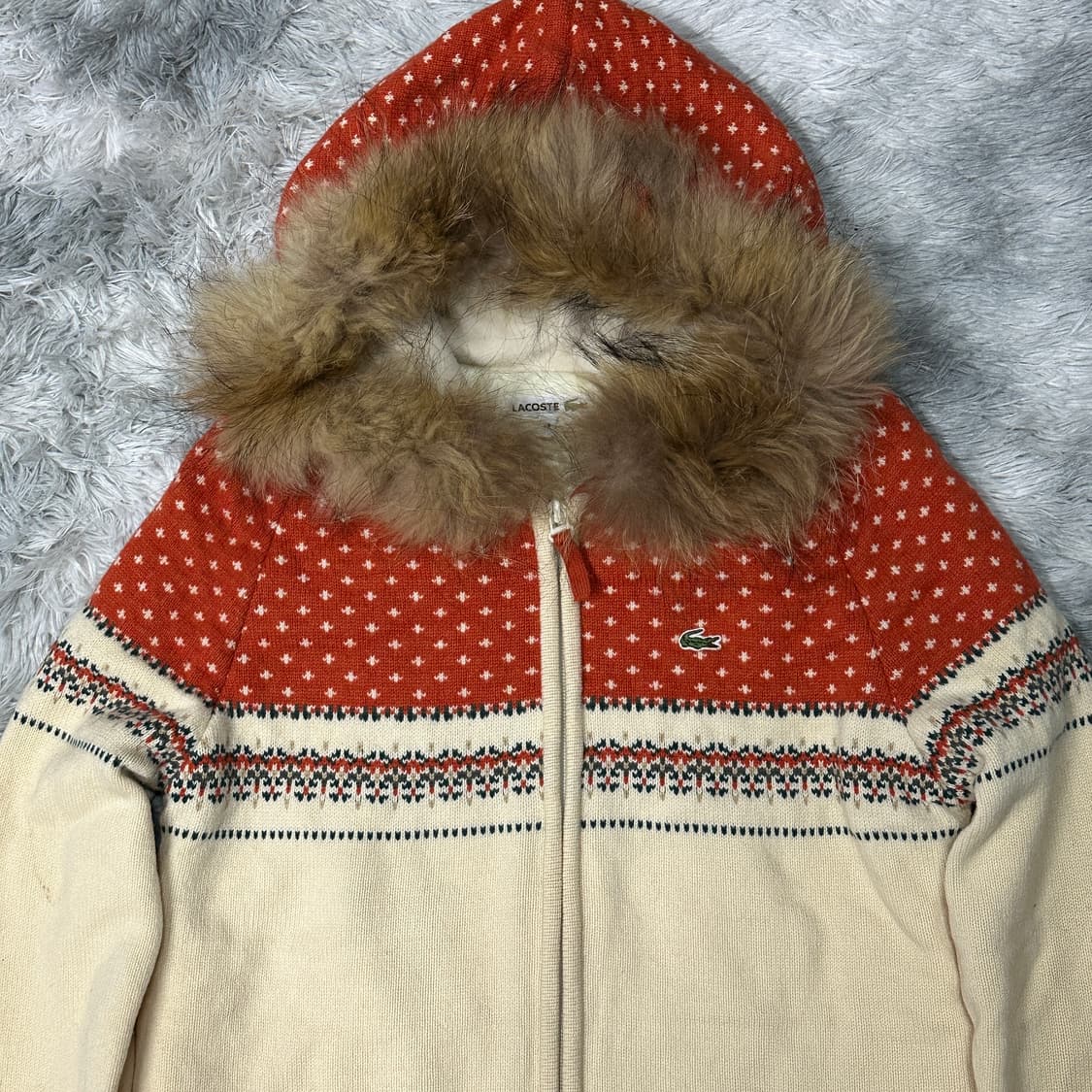 라코스테 퍼 후드 누빔 니트집업 95 상품이미지2