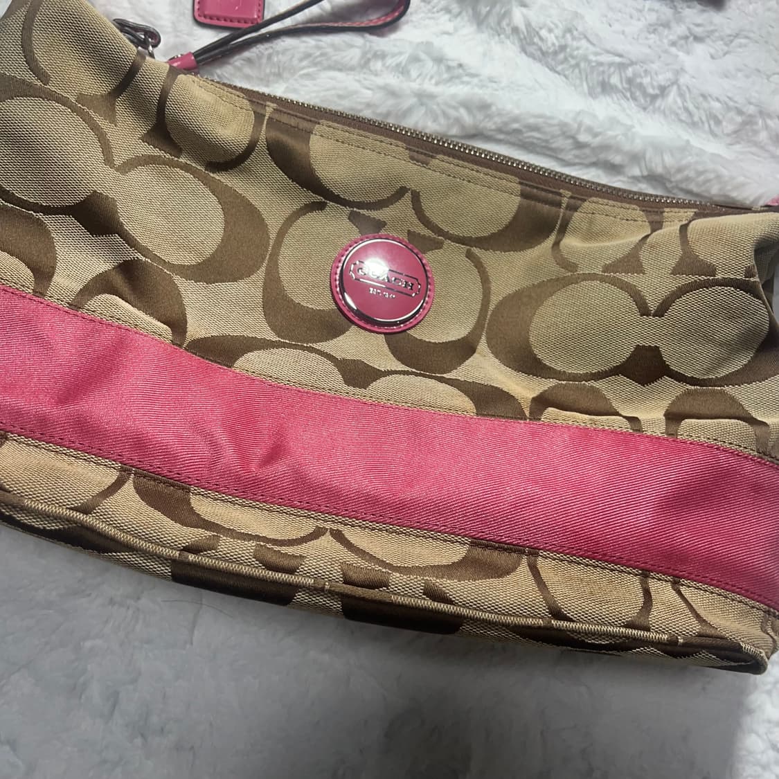 coach 코치 시그니처 베이지 핑크 숄더백 갸루 상품이미지5