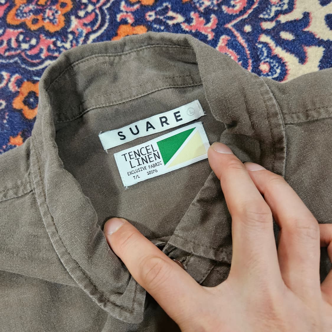 수아레 브라운 텐셀 린넨 셔츠 L size 상품이미지5
