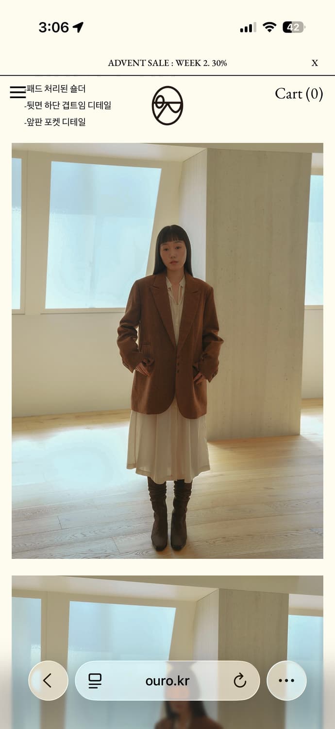 아우로 ouro WOOL CHECK JACKET [ CAMEL ] 상품이미지5