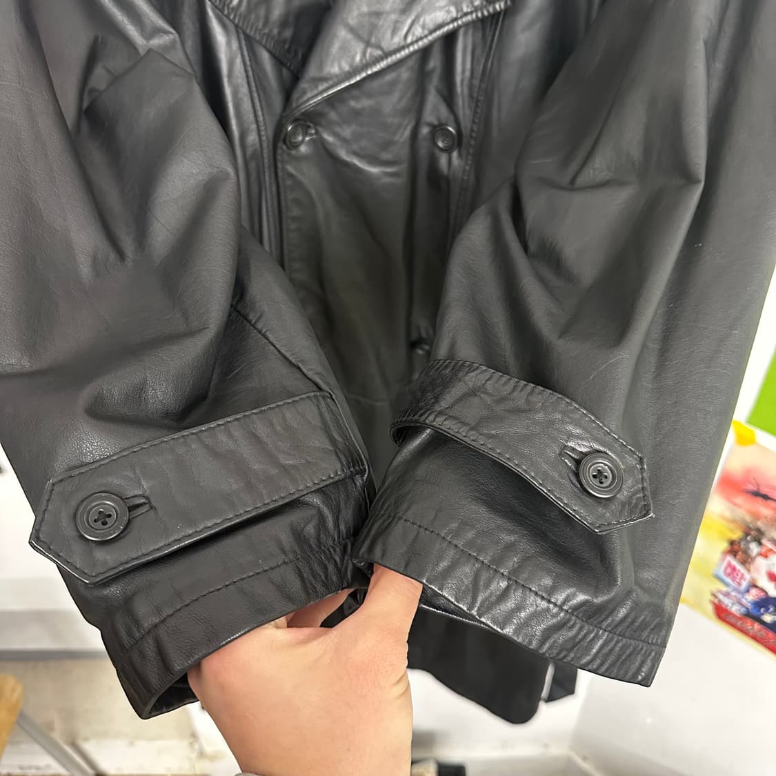 빈티지 카우레더 트렌치 코트 상품이미지3