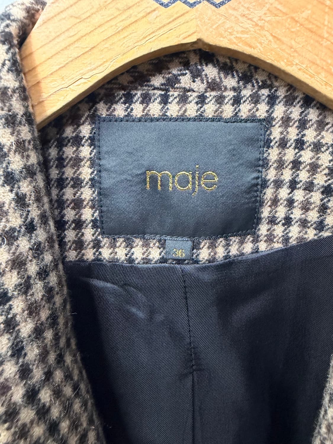 정품) maje 마쥬 하운드투스 체크 자켓 36 상품이미지5